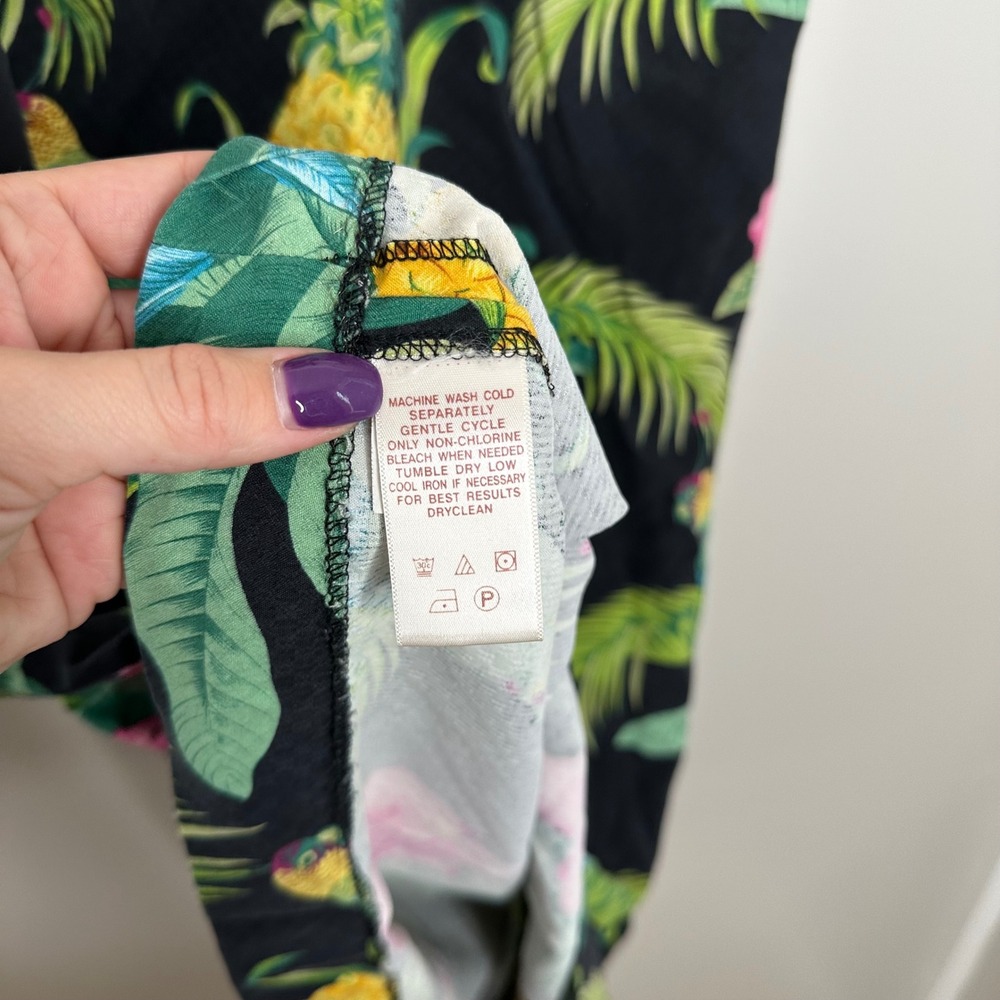 Tommy Bahama Women's Silk Halter Dress Tropical Parrot Pineapple Print 4 - Picture 6 of 8